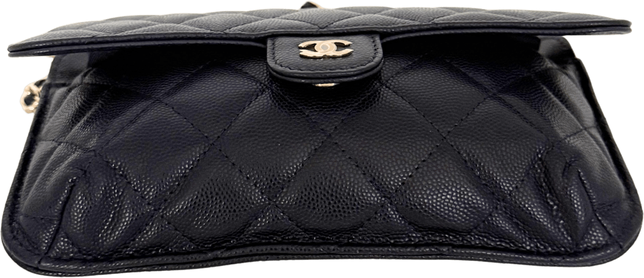 Chanel Chanel Quilted Foldable Chain Tote Bag Caviar mit Polka Dots Navyblau / neuwertig Blauw