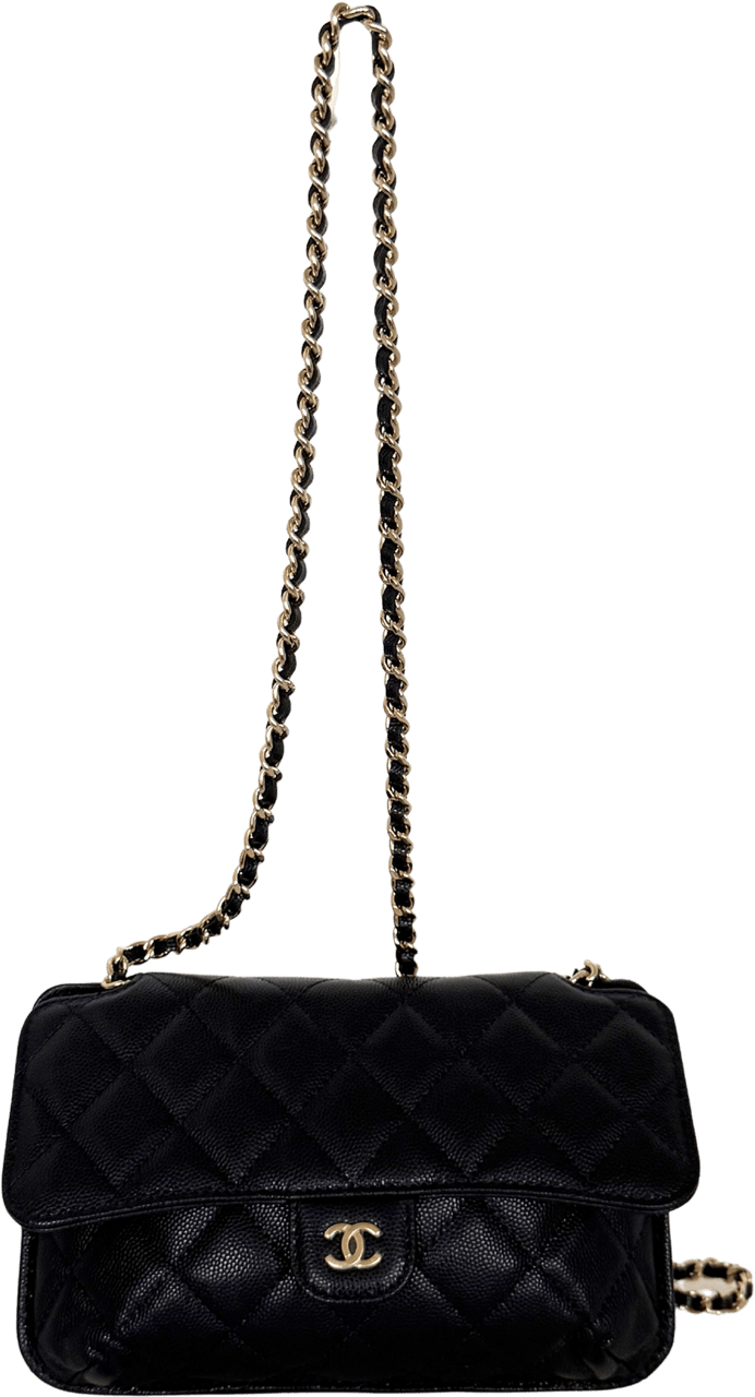 Chanel Chanel Quilted Foldable Chain Tote Bag Caviar mit Polka Dots Navyblau / neuwertig Blauw