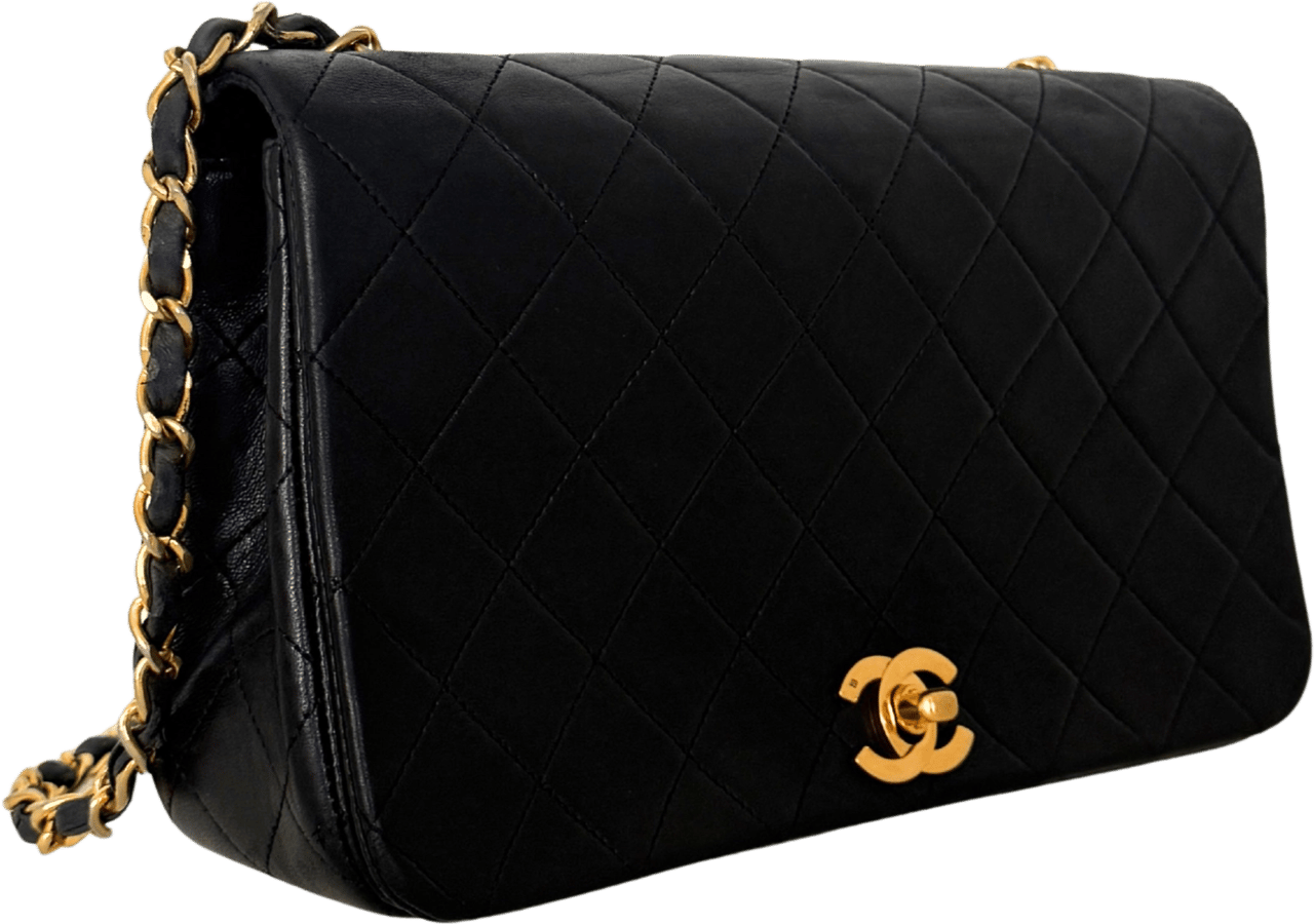 Chanel Chanel Timeless Single Flap Small dark blue lambskin / good Zwart