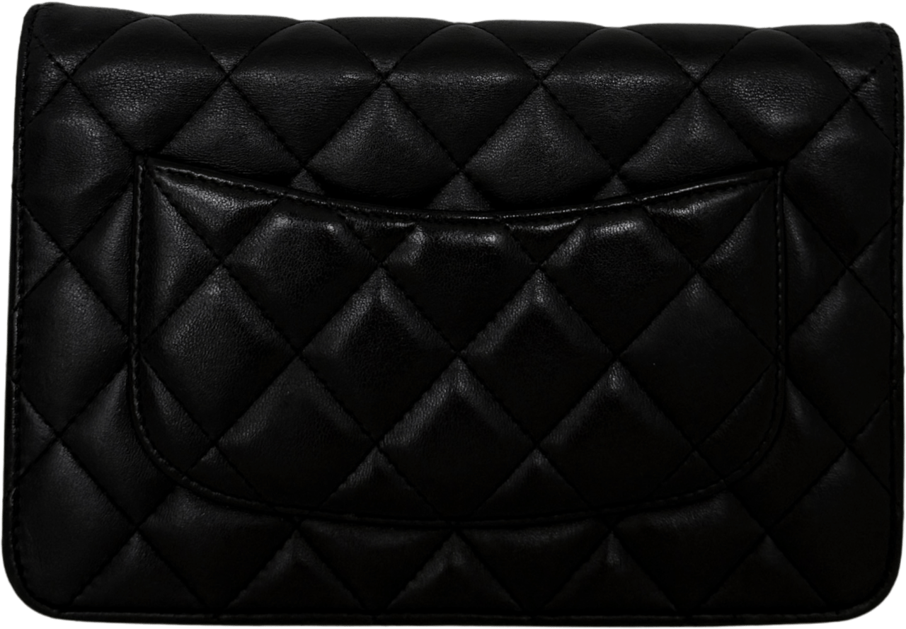 Chanel Chanel Wallet on Chain Bag, Lamb Leather, Black with Silver Hardware / very good Zwart