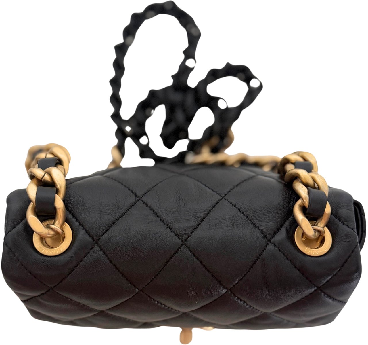 Chanel Chanel Mini Quilted Candy Chain Flap Bag Lammleder Schwarz / sehr gut Zwart