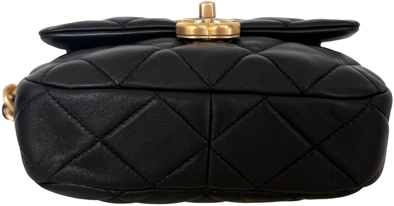 Chanel Chanel Mini Quilted Candy Chain Flap Bag Lammleder Schwarz / sehr gut Zwart