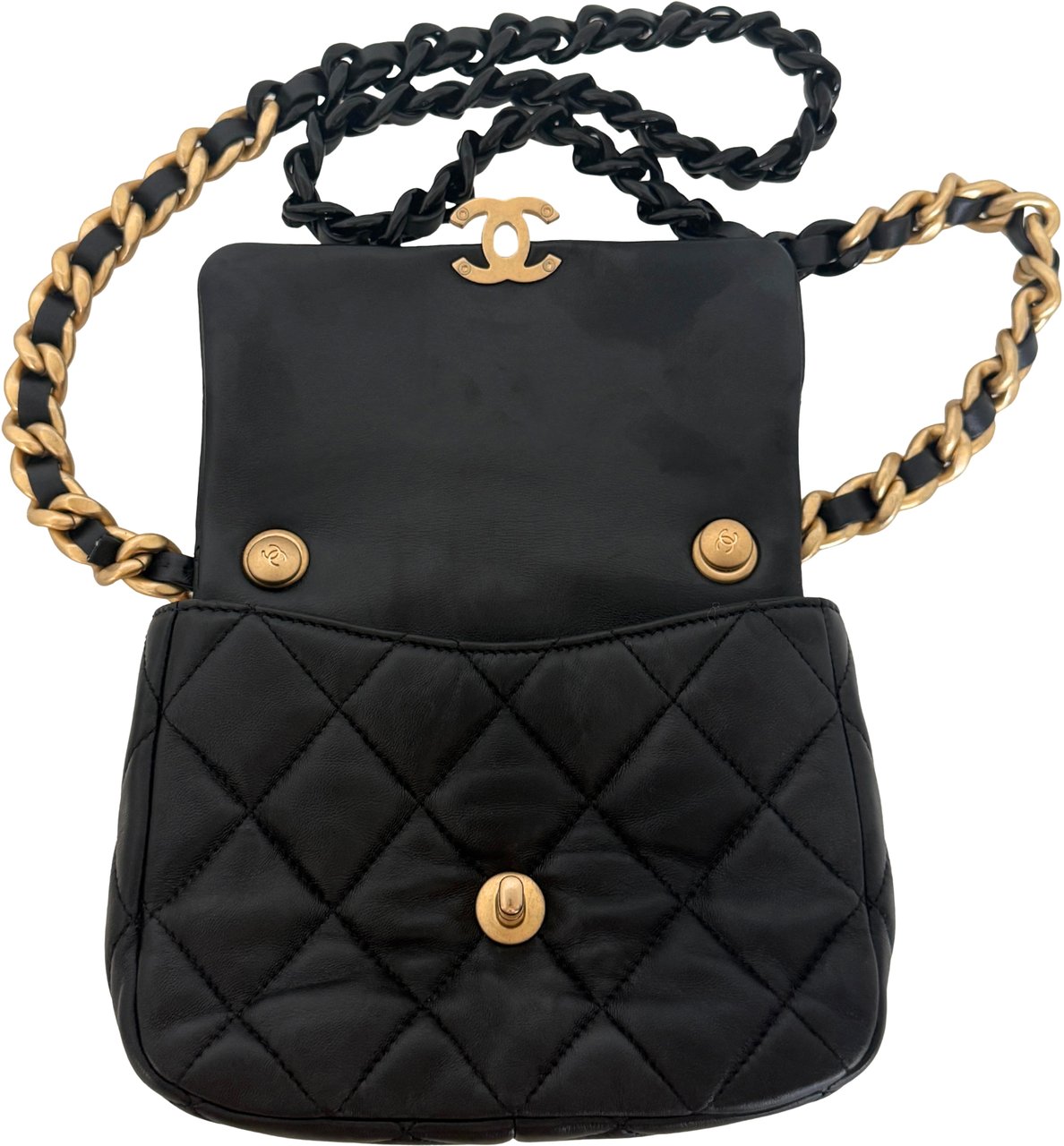 Chanel Chanel Mini Quilted Candy Chain Flap Bag Lammleder Schwarz / sehr gut Zwart