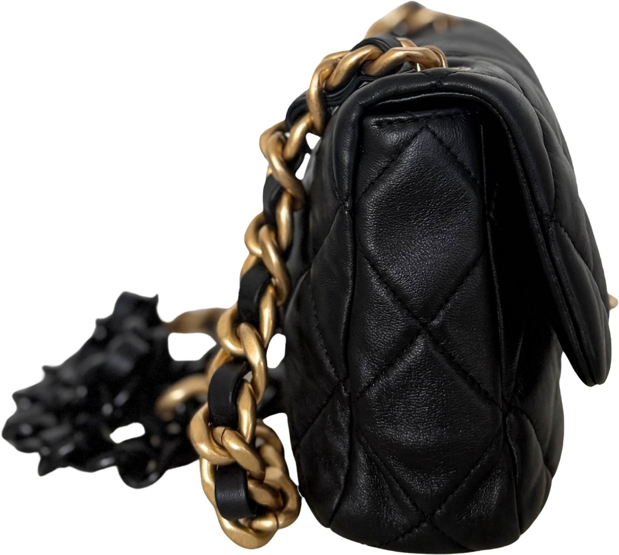 Chanel Chanel Mini Quilted Candy Chain Flap Bag Lammleder Schwarz / sehr gut Zwart