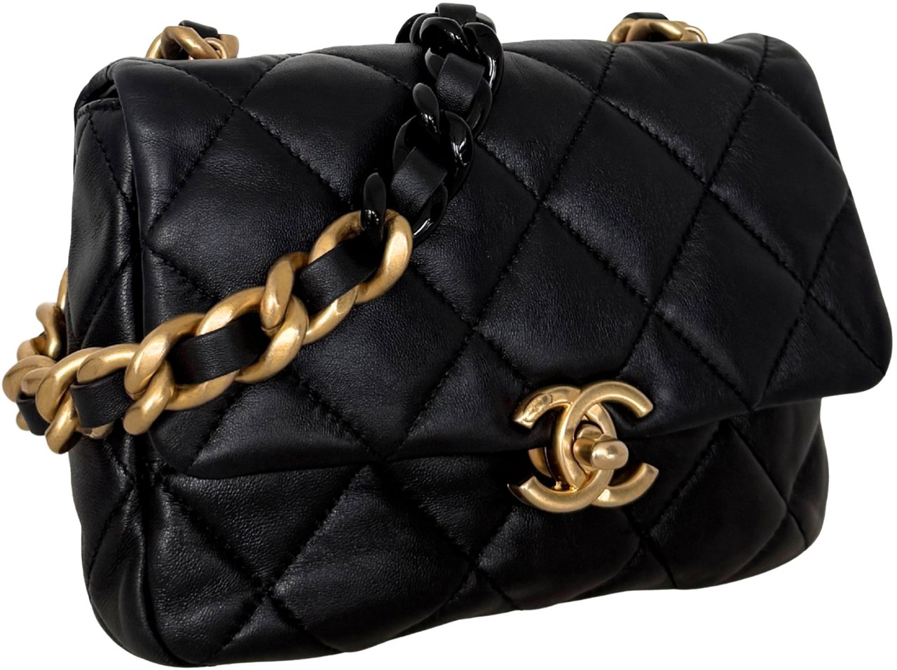 Chanel Chanel Mini Quilted Candy Chain Flap Bag Lammleder Schwarz / sehr gut Zwart