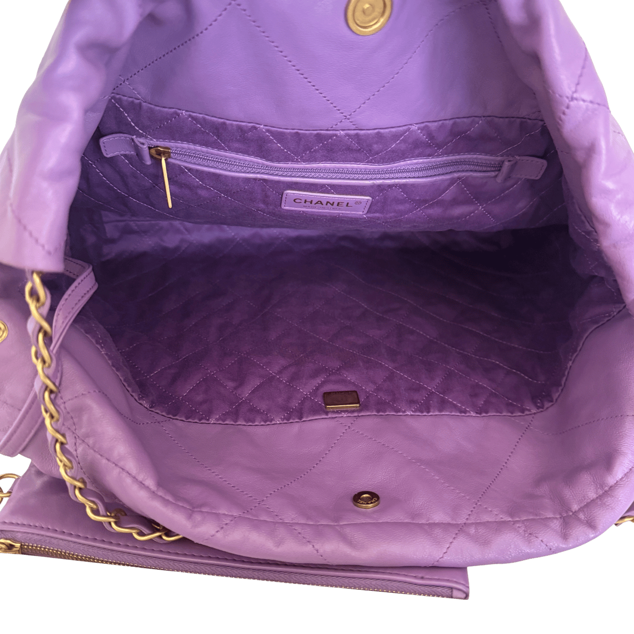 Chanel Chanel 22 kleine Hobo Bag aus Kalbsleder Flieder goldene Hardware / sehr gut Paars