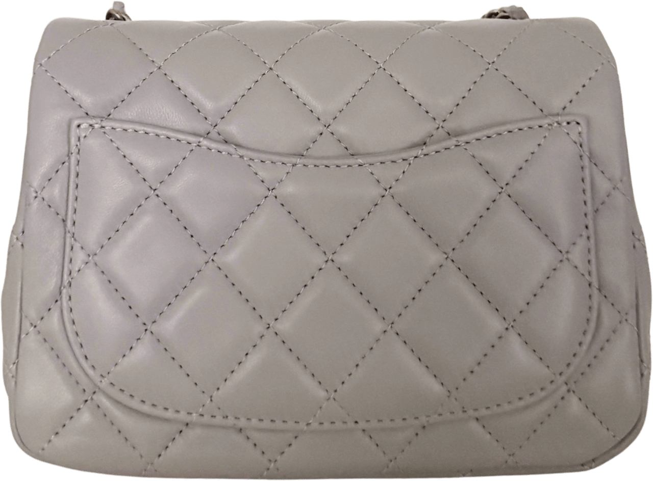 Chanel Chanel Small Flap Bag Lambskin Light Grey Full Set Grijs