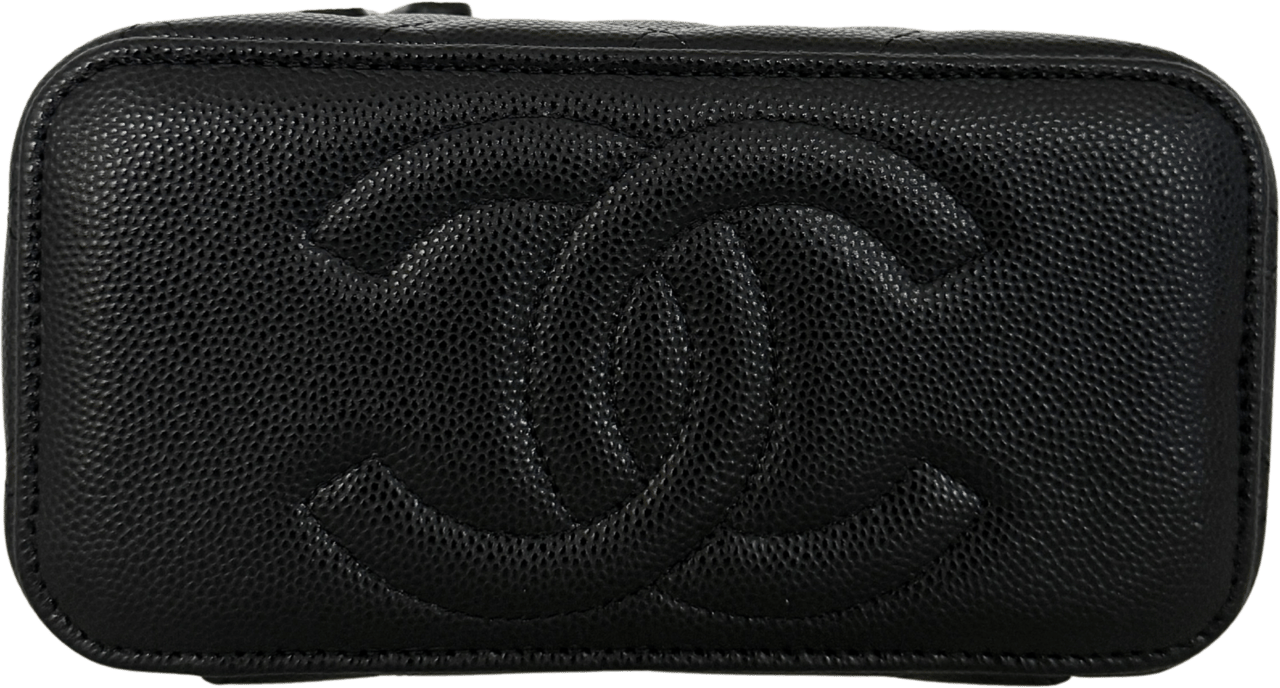 Chanel Chanel Vanity A Chain Kaviarleder goldene Hardware Schwarz / sehr gut Zwart