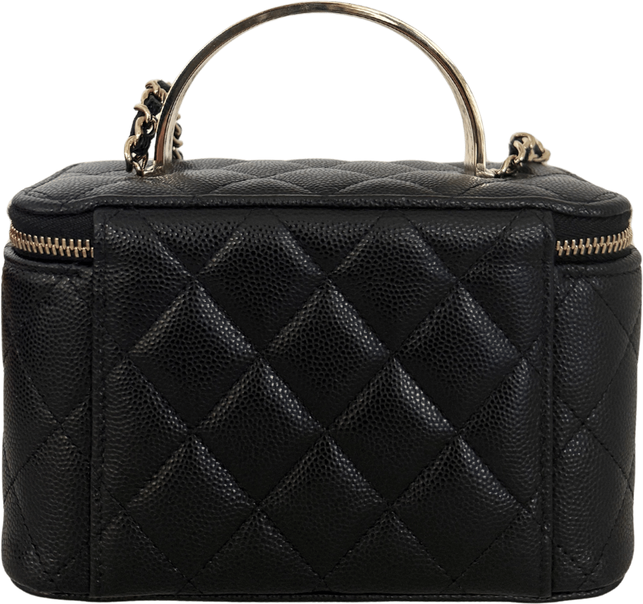 Chanel Chanel Vanity A Chain Kaviarleder goldene Hardware Schwarz / sehr gut Zwart