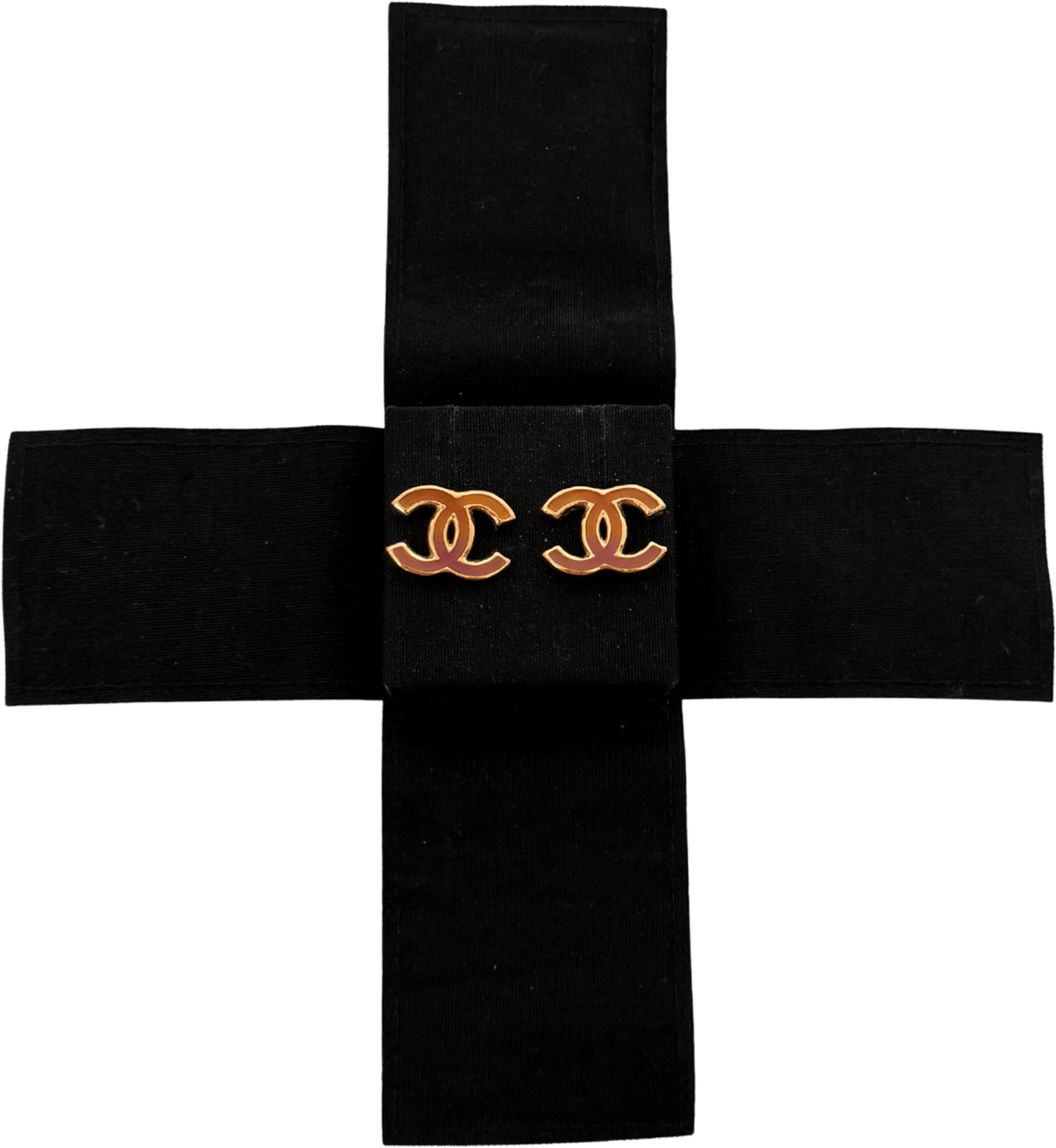 Chanel Chanel CC Logo stud earrings with red enamel, gold / very good Goud