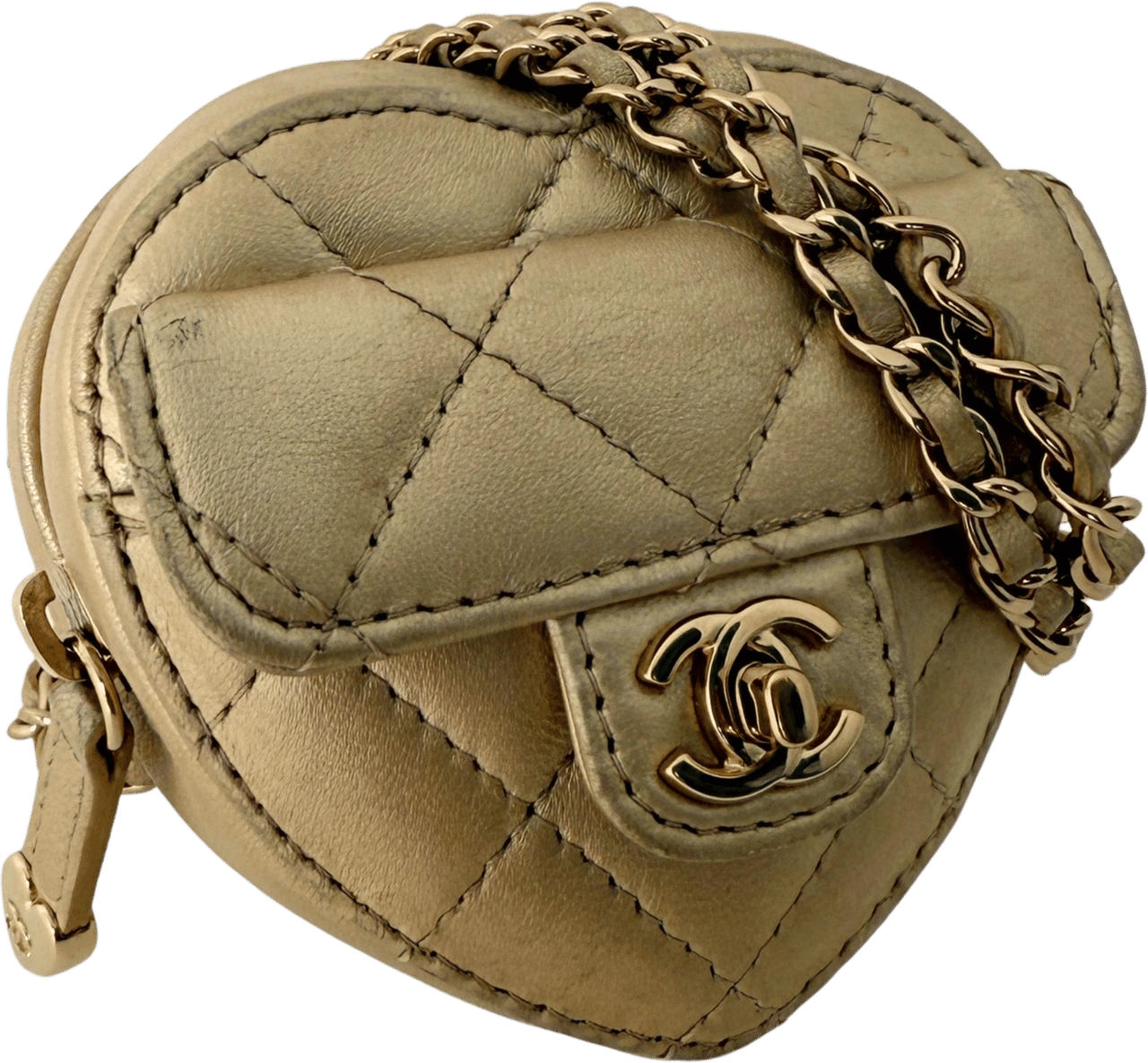 Chanel Chanel CC Mini Herztasche Gold  / gut Goud