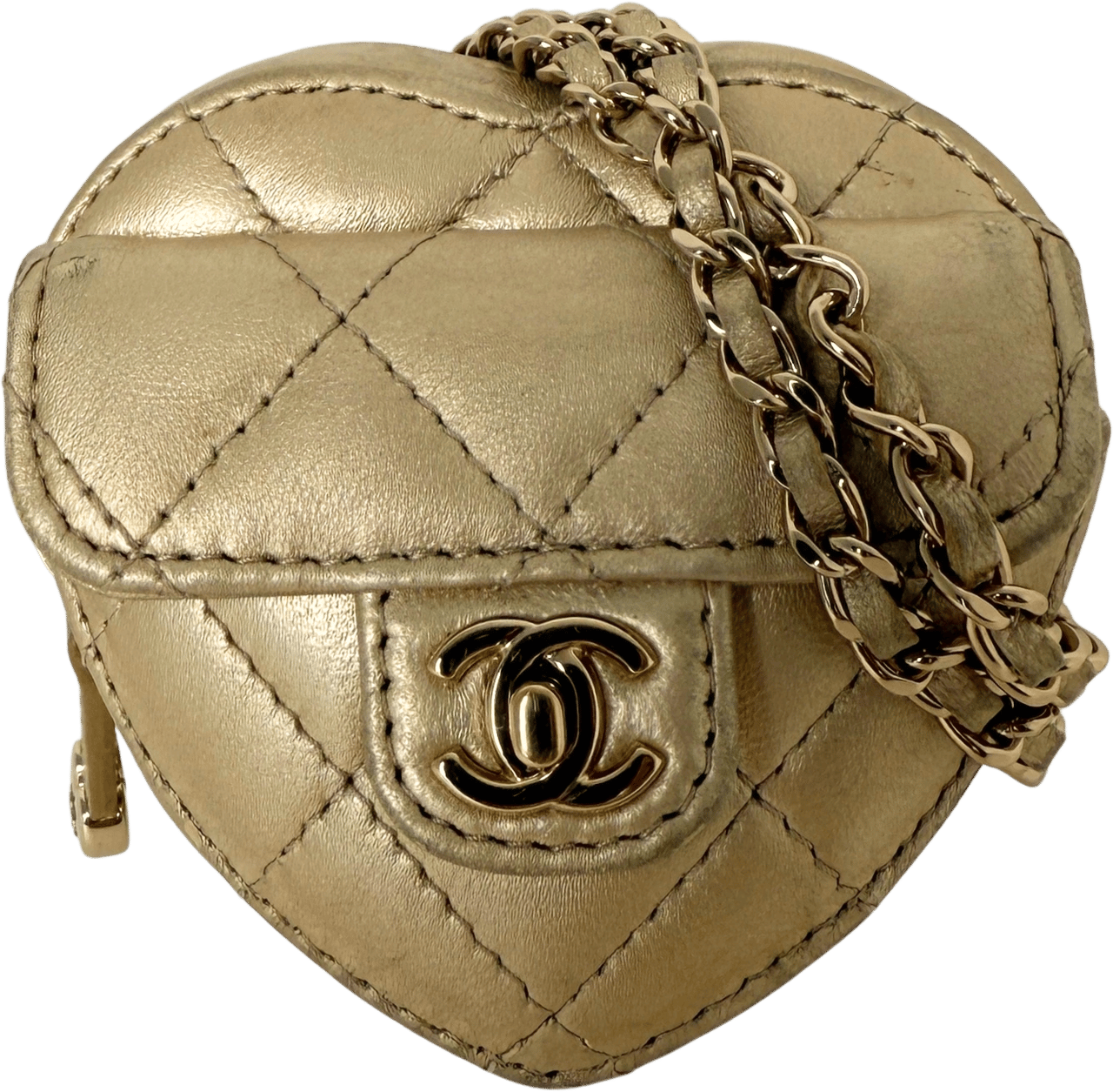 Chanel Chanel CC Mini Herztasche Gold  / gut Goud