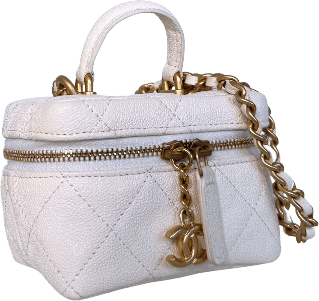 Chanel Chanel Mini Top Handle Vanity Tasche Weiß / sehr gut Wit