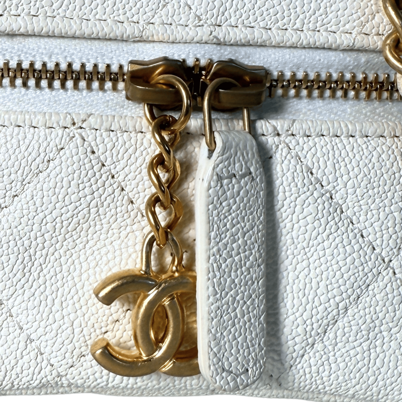 Chanel Chanel Mini Top Handle Vanity Tasche Weiß / sehr gut Wit