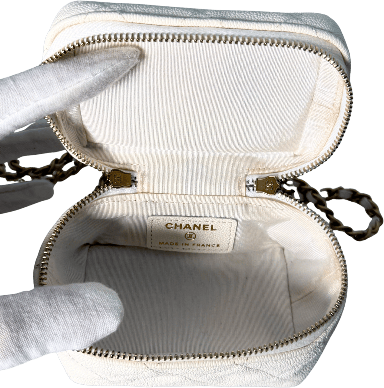 Chanel Chanel Mini Top Handle Vanity Tasche Weiß / sehr gut Wit