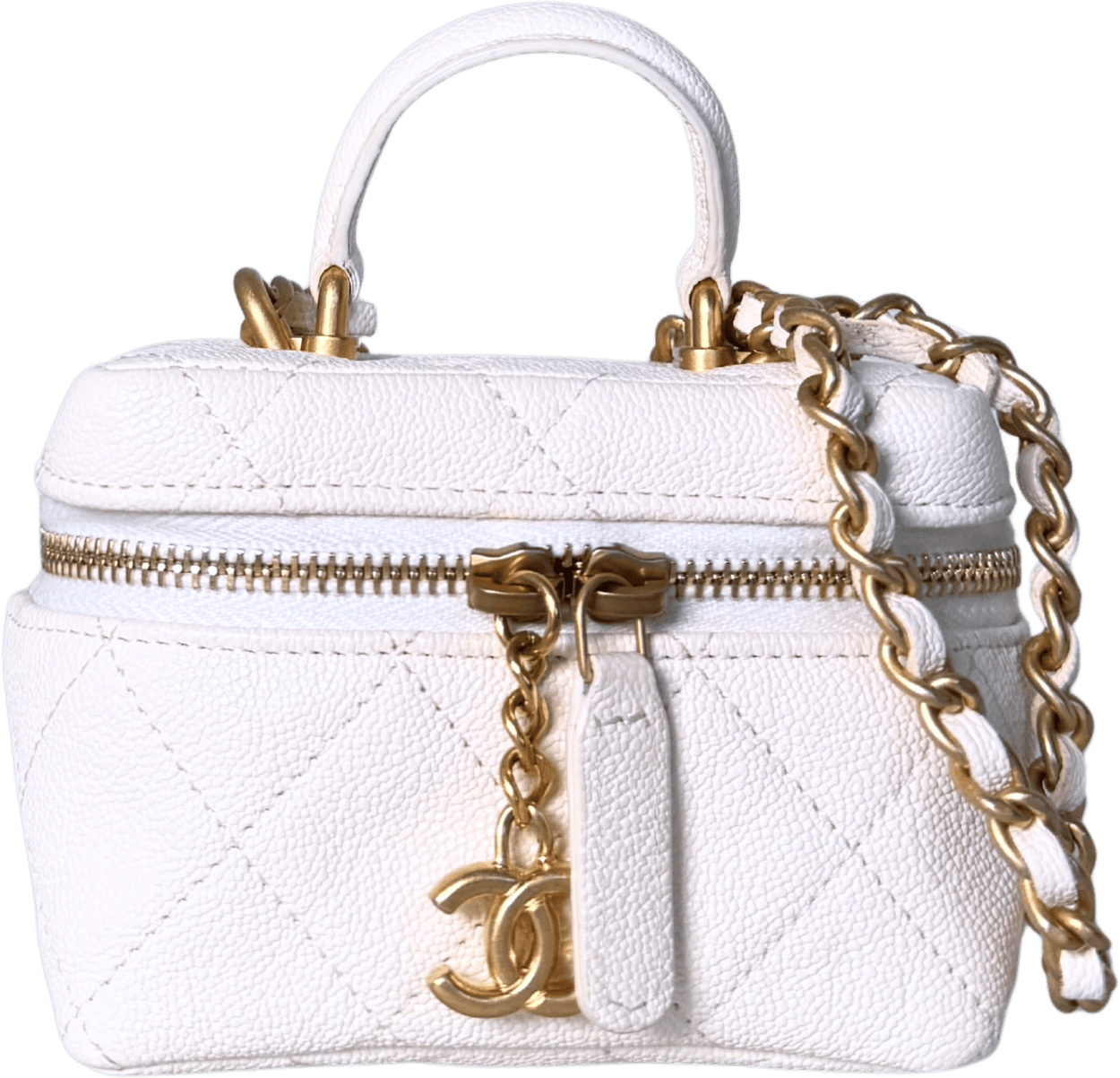 Chanel Chanel Mini Top Handle Vanity Tasche Weiß / sehr gut Wit