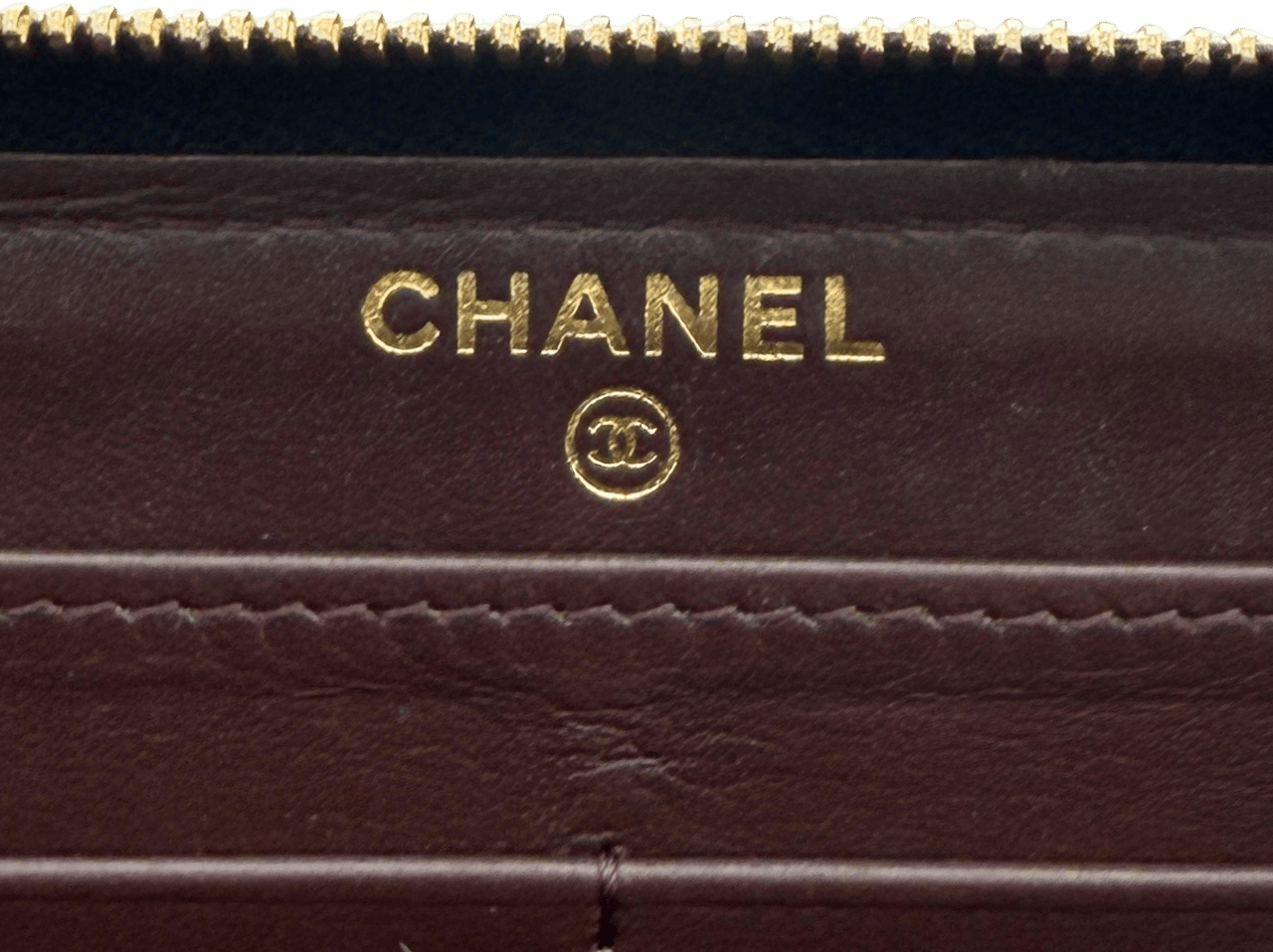 Chanel Chanel Gusset Zip Around Geldbörse Kaviarleder Schwarz / gut Zwart