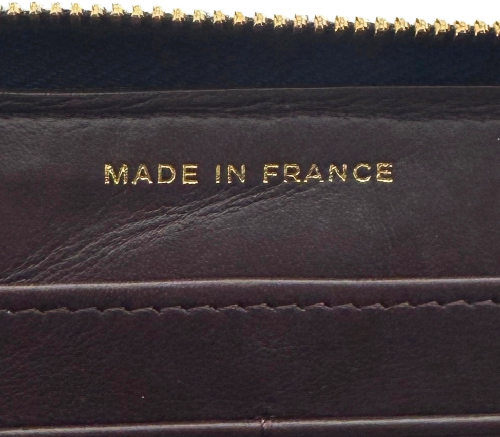 Chanel Chanel Gusset Zip Around Geldbörse Kaviarleder Schwarz / gut Zwart