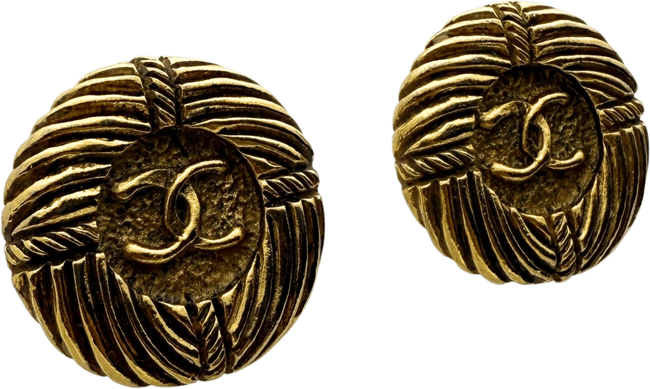 Chanel Chanel Runde Clip on Ohrringe mit Kordelmuster Gold / sehr gut Goud