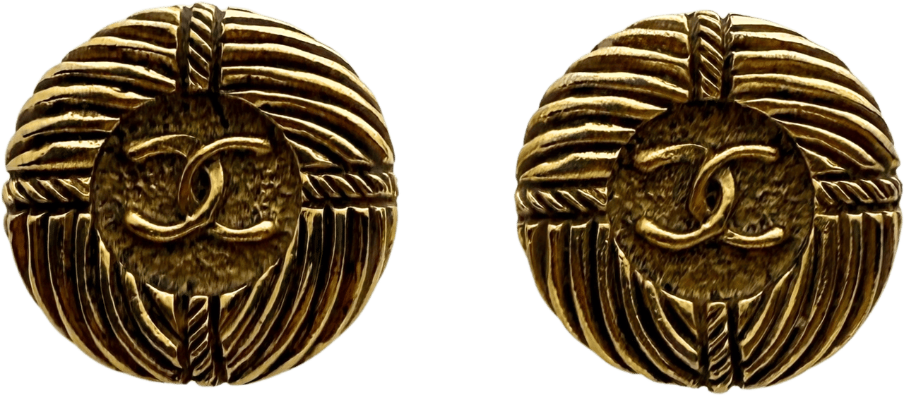Chanel Chanel Runde Clip on Ohrringe mit Kordelmuster Gold / sehr gut Goud