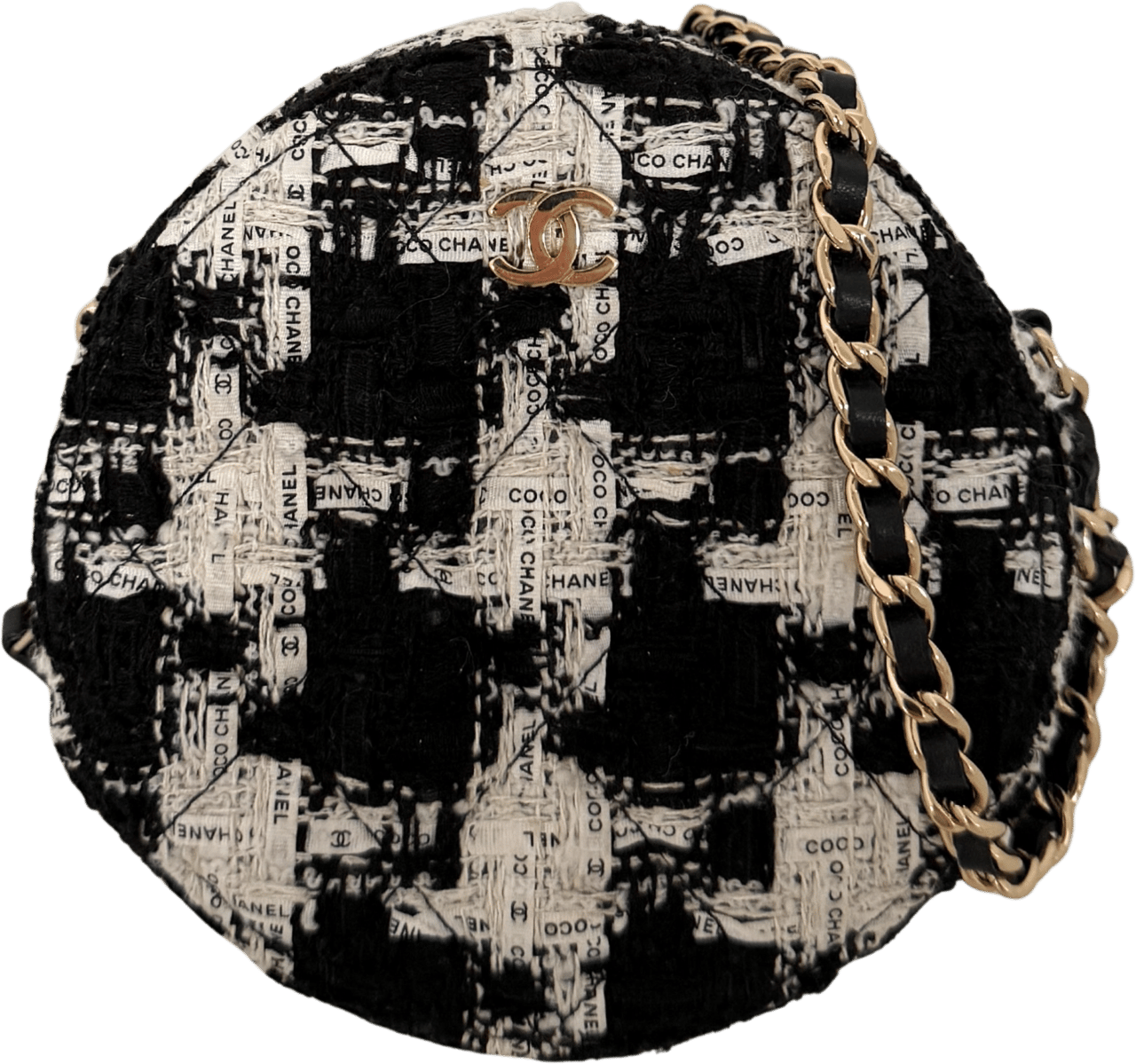 Chanel Chanel Round As Earth Tweed Crossbody Bag Schwarz / neuwertig Zwart