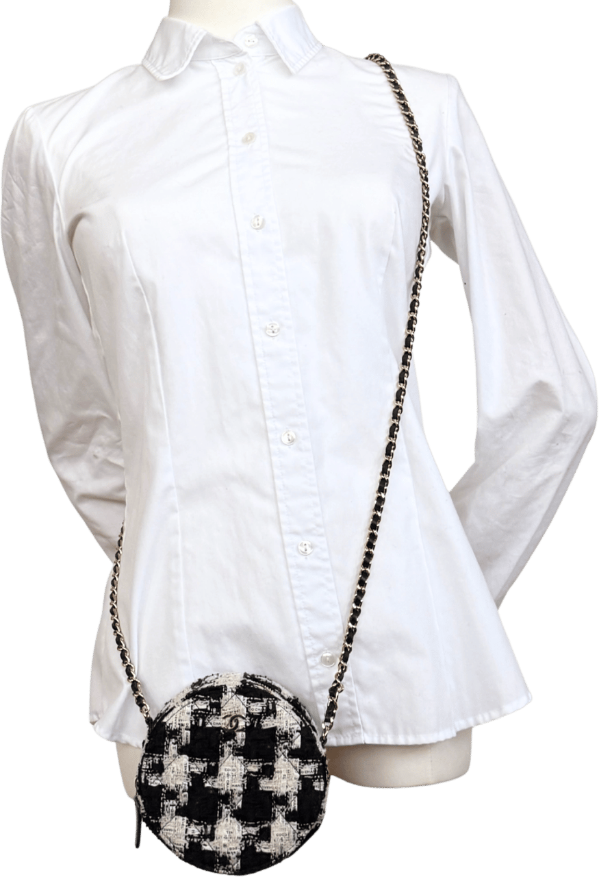 Chanel Chanel Round As Earth Tweed Crossbody Bag Schwarz / neuwertig Zwart