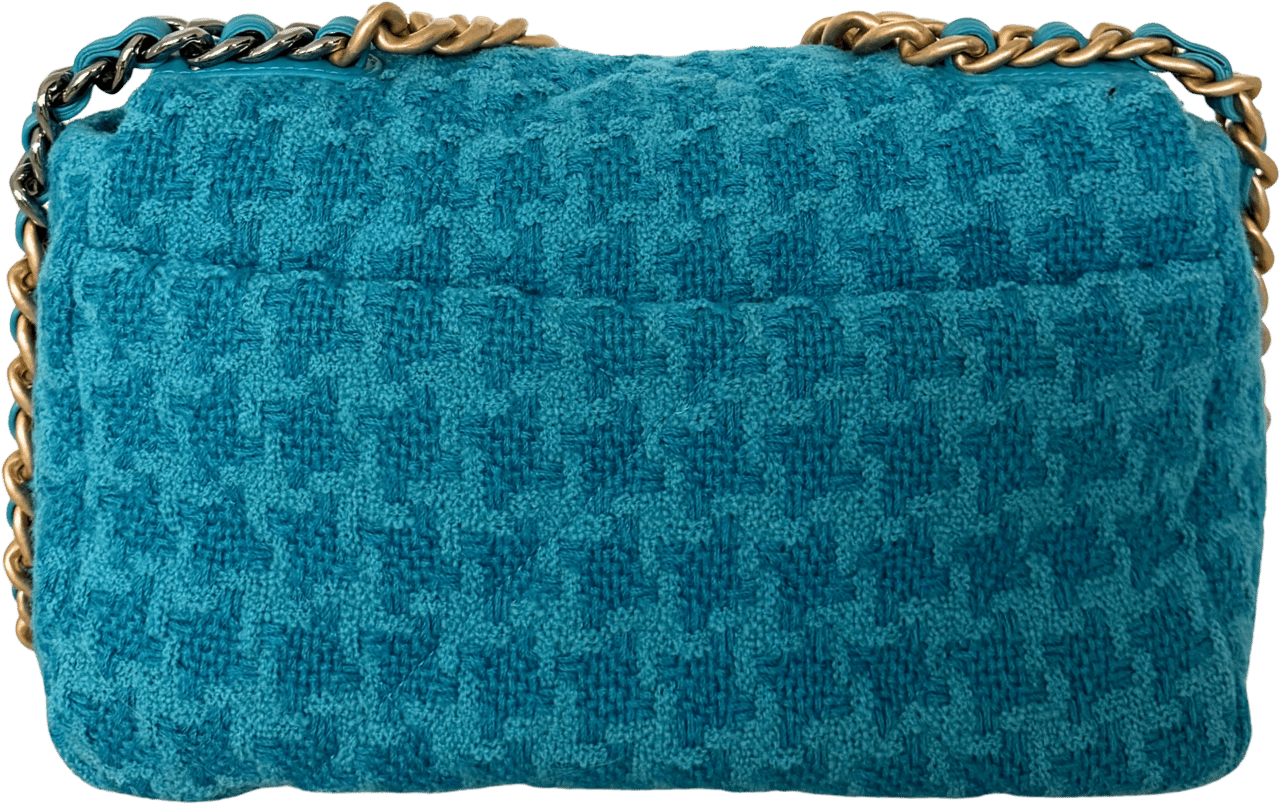 Chanel Chanel 19 Schultertasche Tweed Blau Fullset / neuwertig Blauw