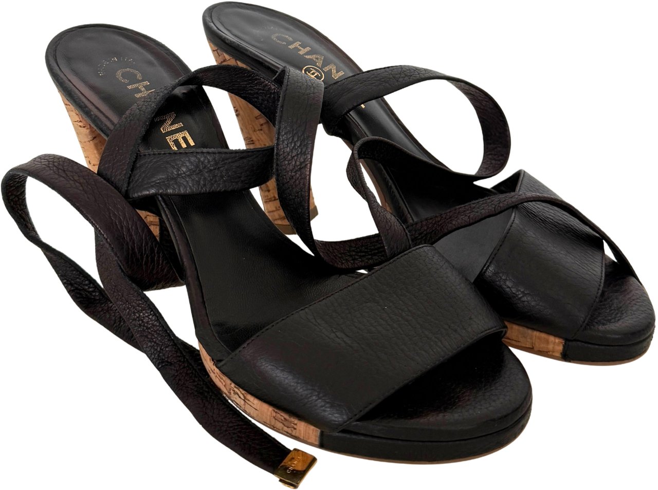 Chanel Sandals Size 38 Black / very good Zwart
