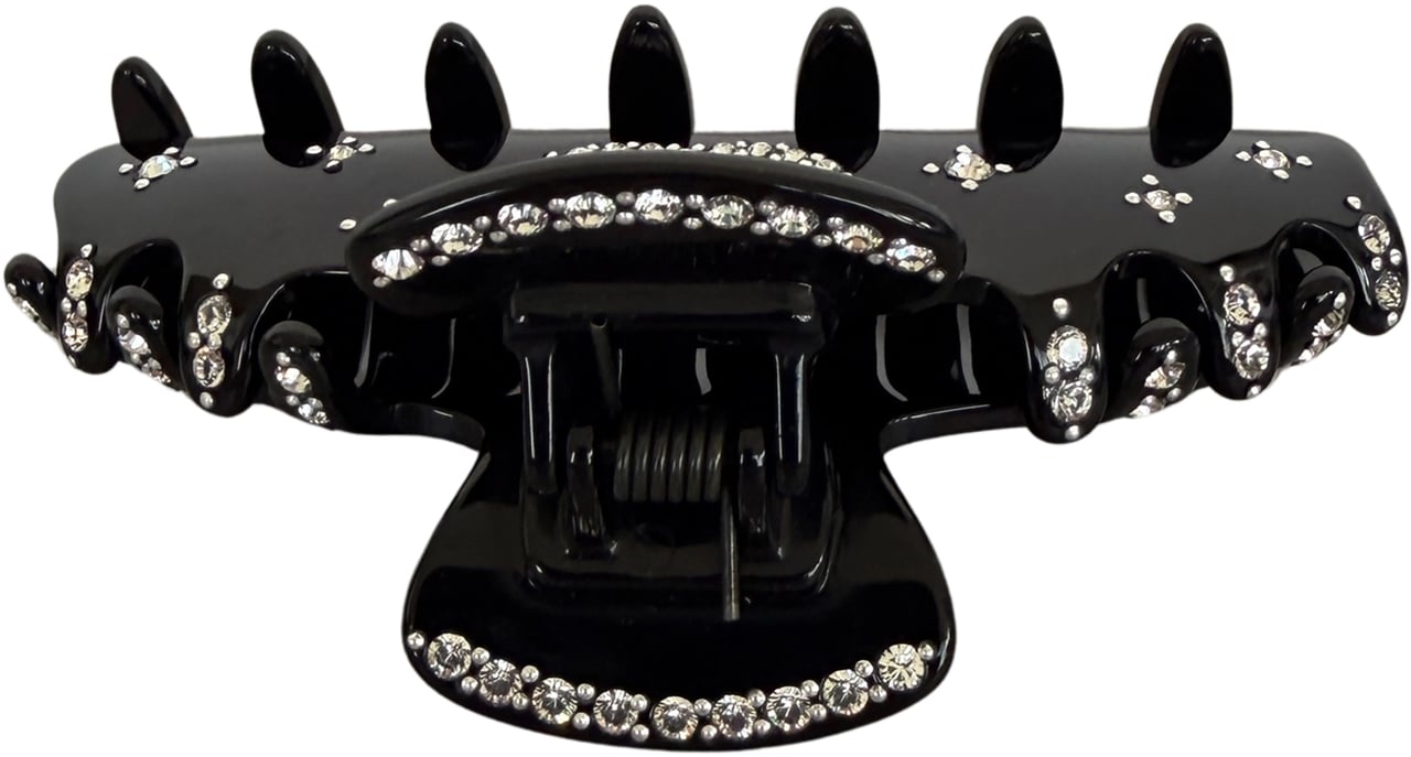 Chanel Chanel Resin Enamel Crystal CC Haarklammer schwarz / neuwertig Zwart