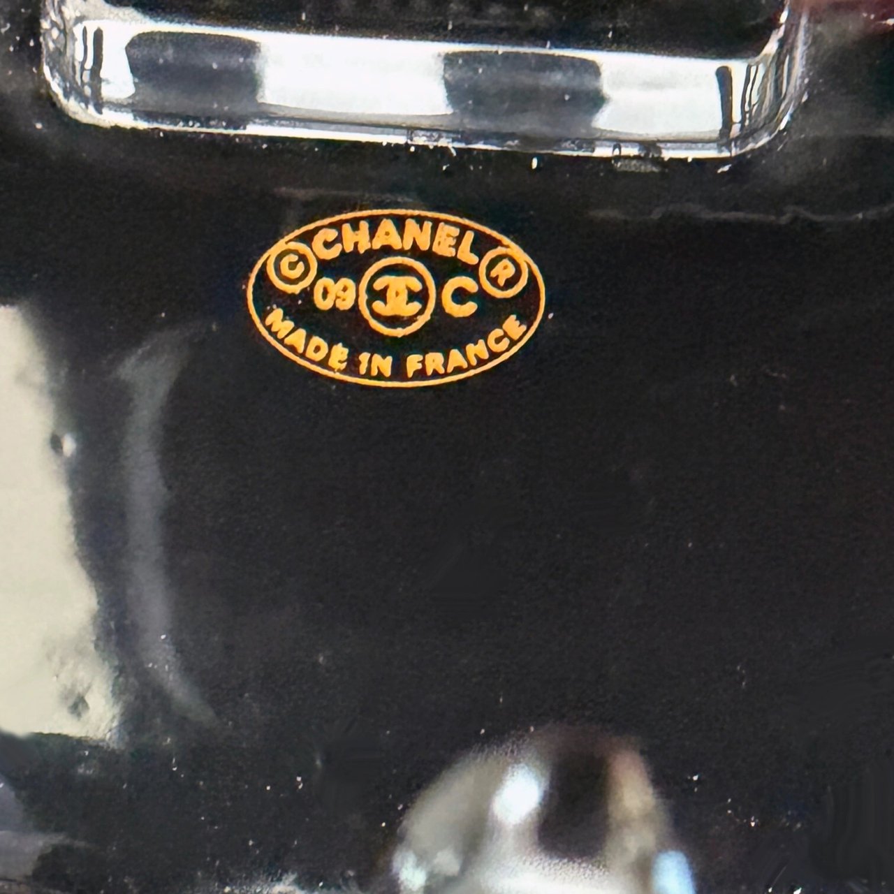 Chanel Chanel Resin Enamel Crystal CC Haarklammer schwarz / neuwertig Zwart
