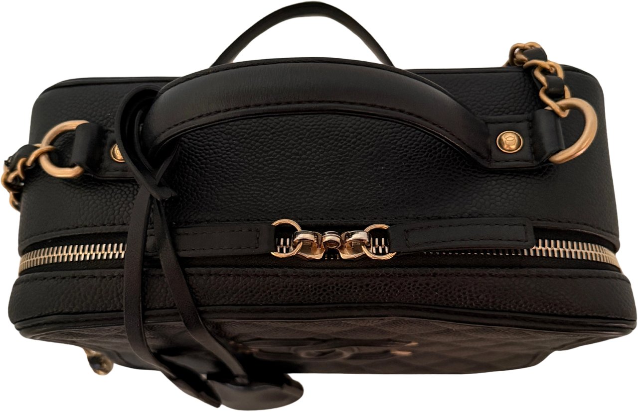 Chanel Chanel CC Filigree Vanity Case Large Leder schwarz / sehr gut Zwart