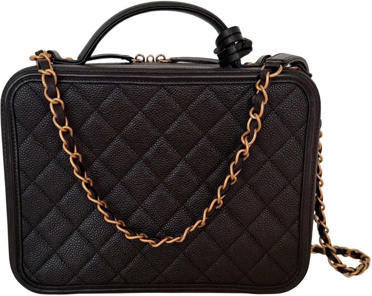 Chanel Chanel CC Filigree Vanity Case Large Leder schwarz / sehr gut Zwart