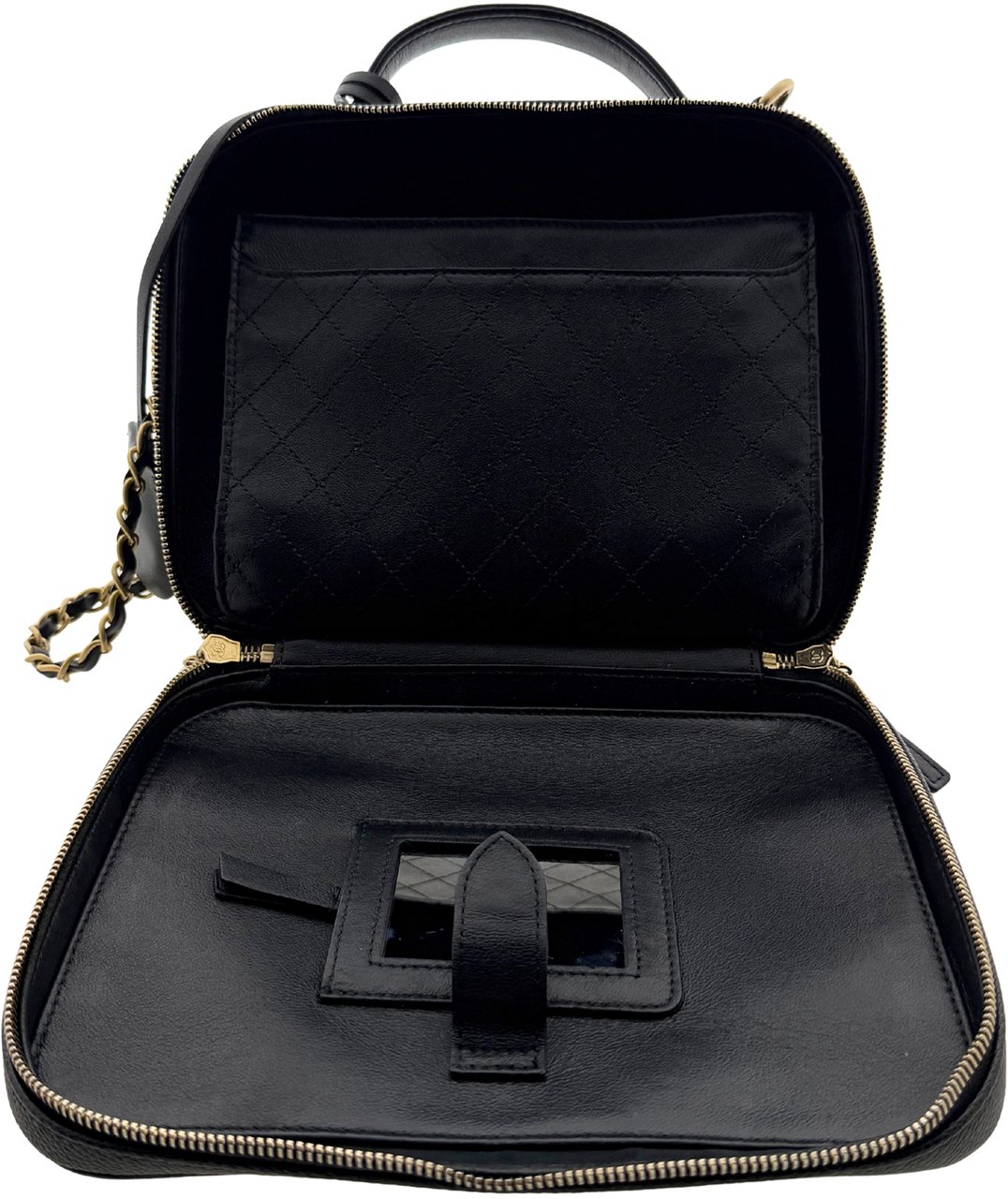 Chanel Chanel CC Filigree Vanity Case Large Leder schwarz / sehr gut Zwart