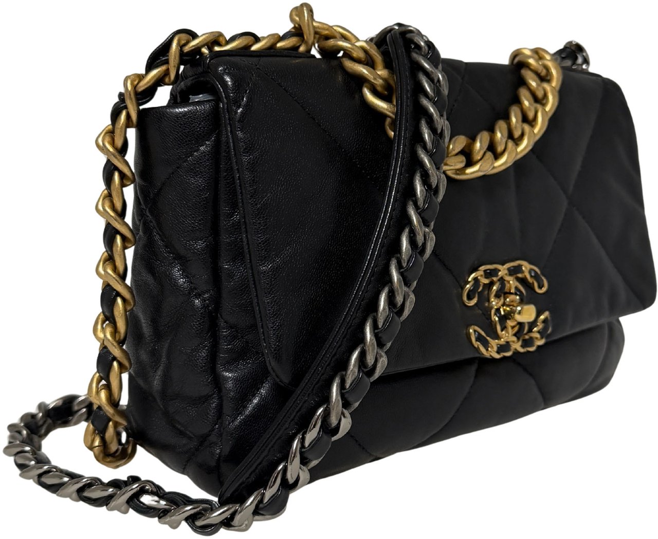 Chanel 19 Flap Bag Small Leather black / very good Zwart