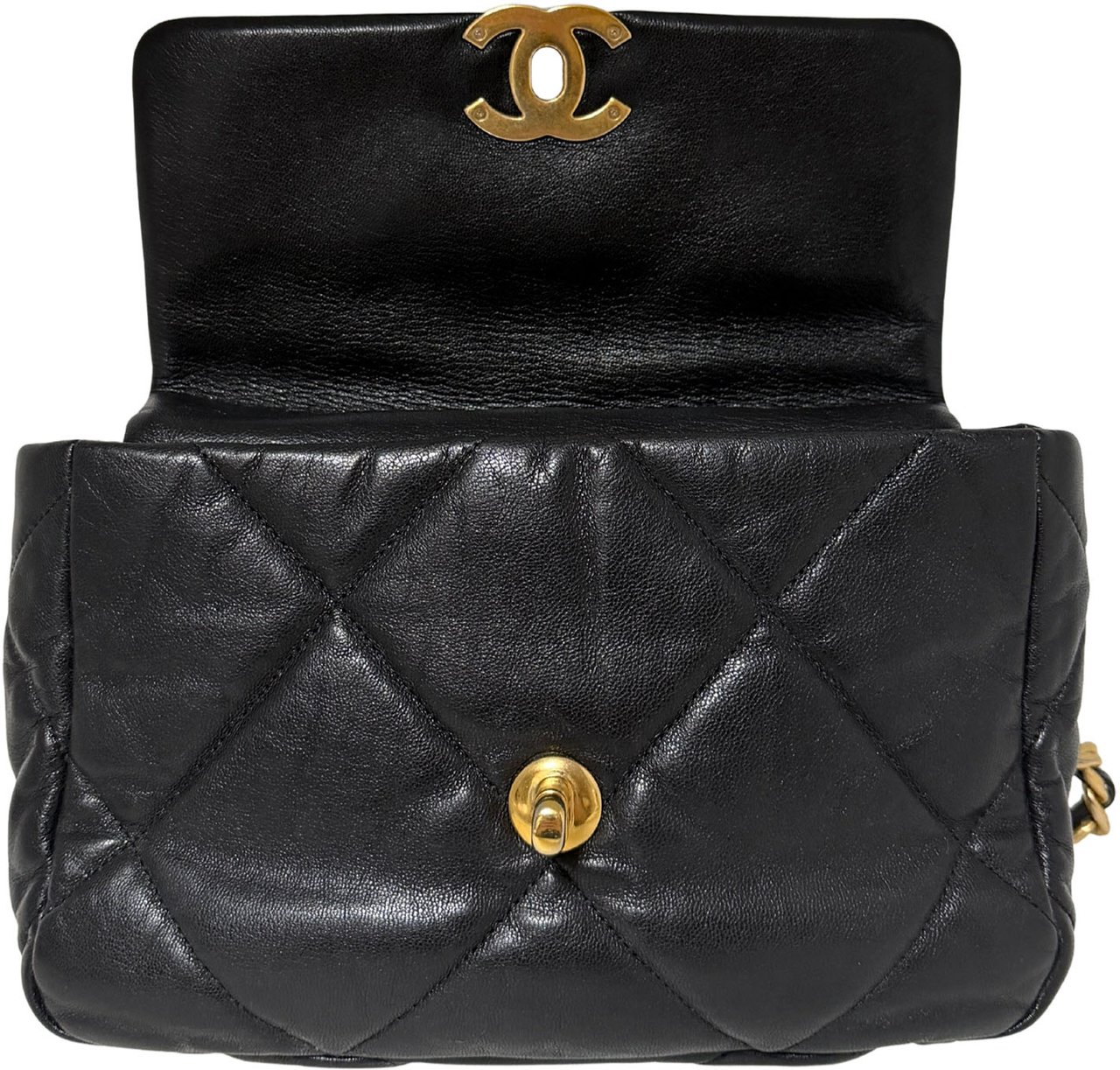 Chanel 19 Flap Bag Small Leather black / very good Zwart