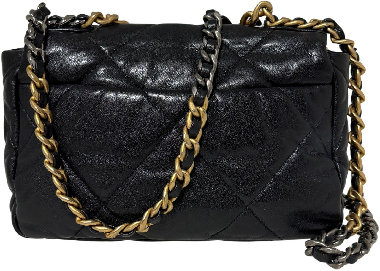 Chanel 19 Flap Bag Small Leather black / very good Zwart