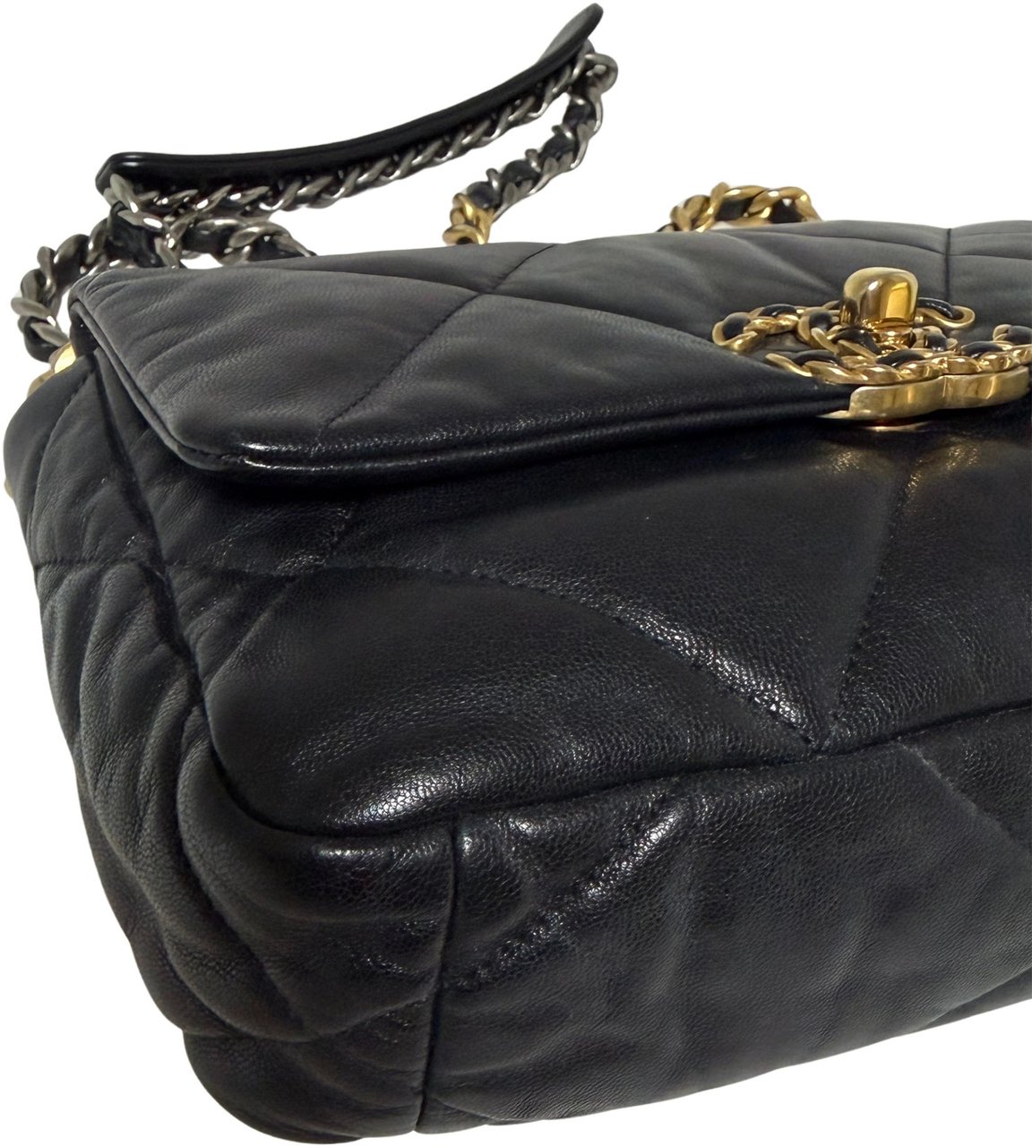 Chanel 19 Flap Bag Small Leather black / very good Zwart