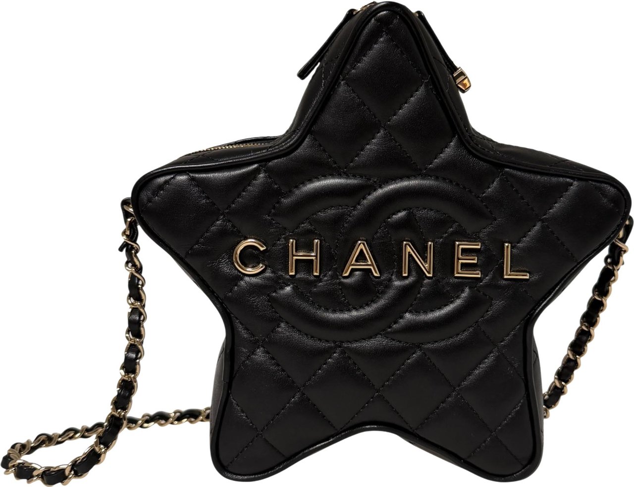 Chanel Walk of Fame Star Bag black lambskin full set Zwart