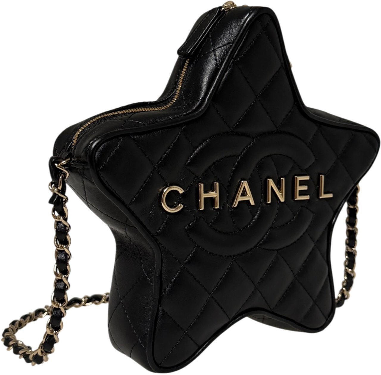 Chanel Walk of Fame Star Bag black lambskin full set Zwart