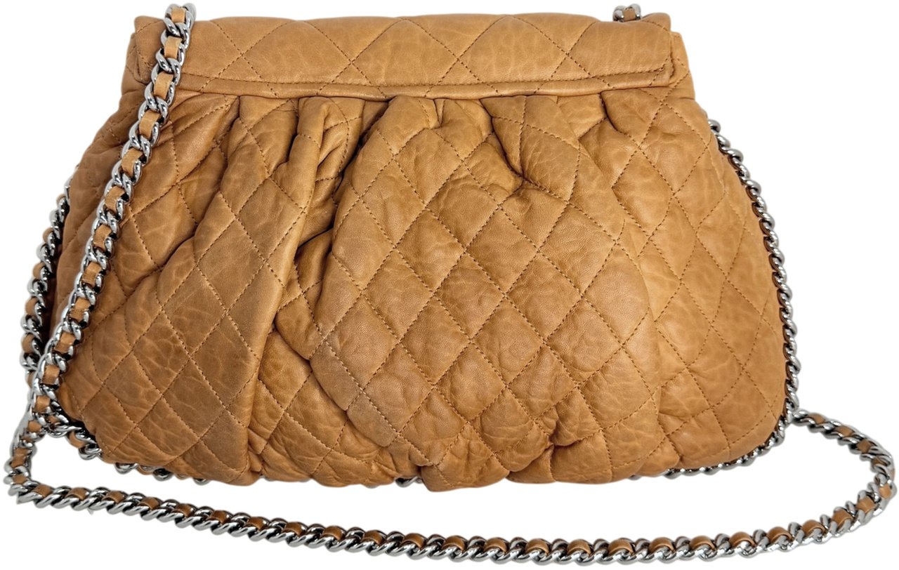 Chanel Chain Around Timeless Flap Bag hellbraun Leder CC-Logo / gut Bruin