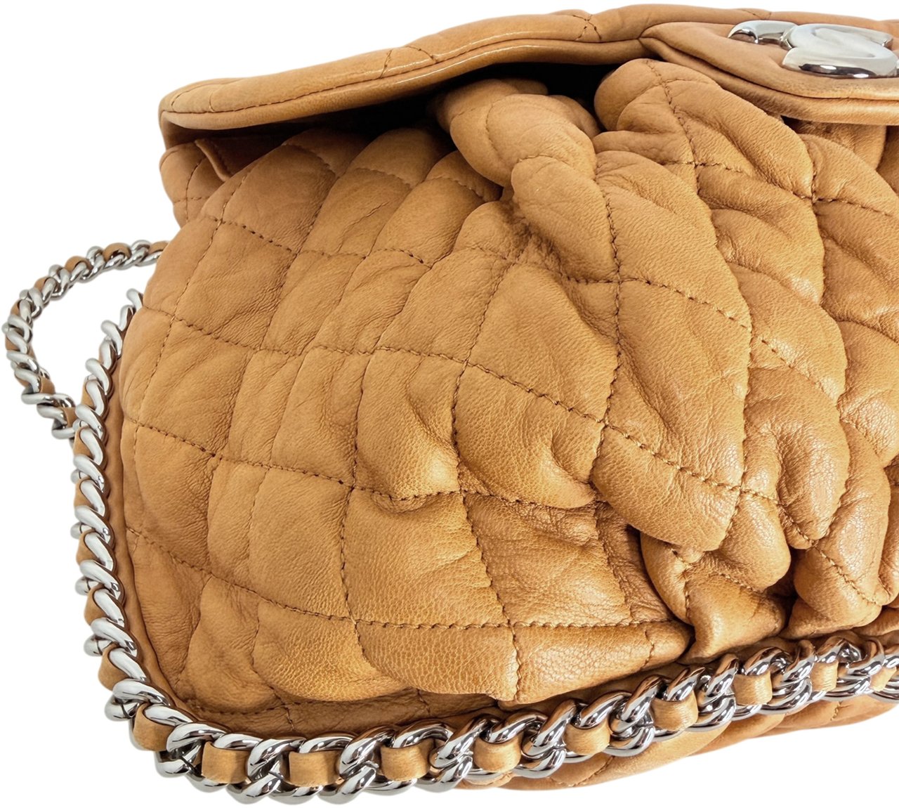 Chanel Chain Around Timeless Flap Bag hellbraun Leder CC-Logo / gut Bruin