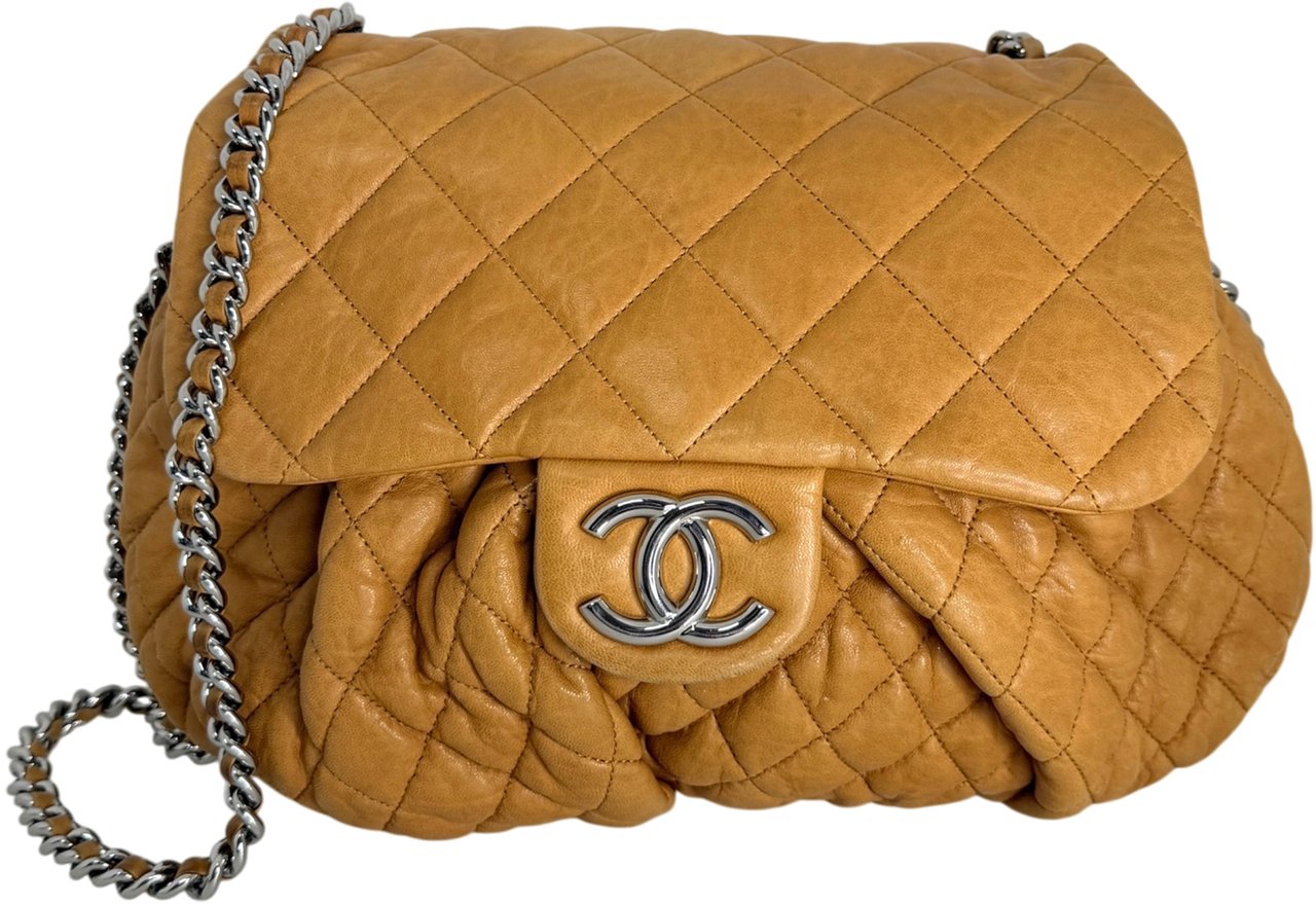 Chanel Chain Around Timeless Flap Bag hellbraun Leder CC-Logo / gut Bruin
