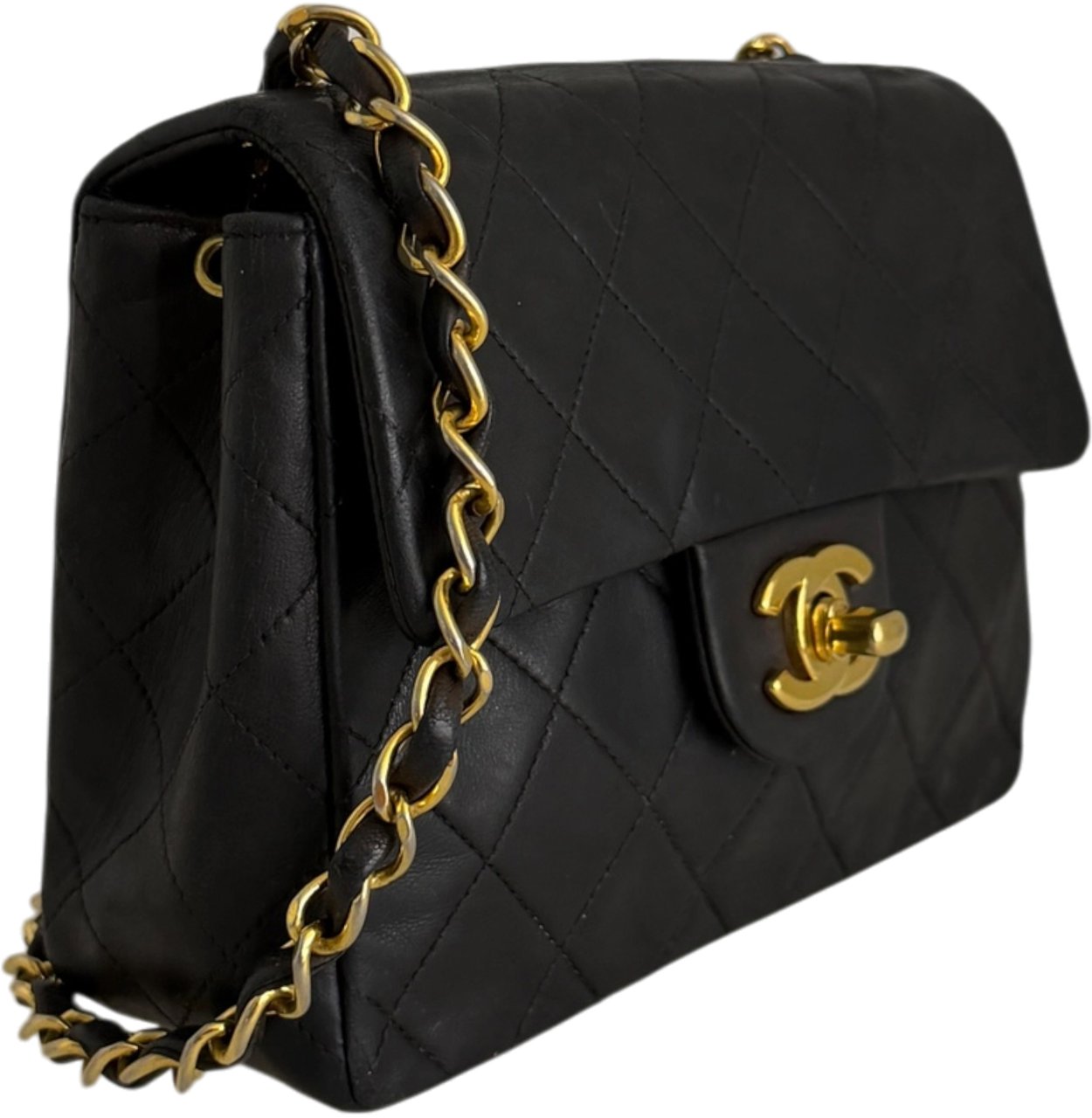 Chanel Chanel Timeless Mini Classic Flap schwarz GHW Vintage / gut Zwart