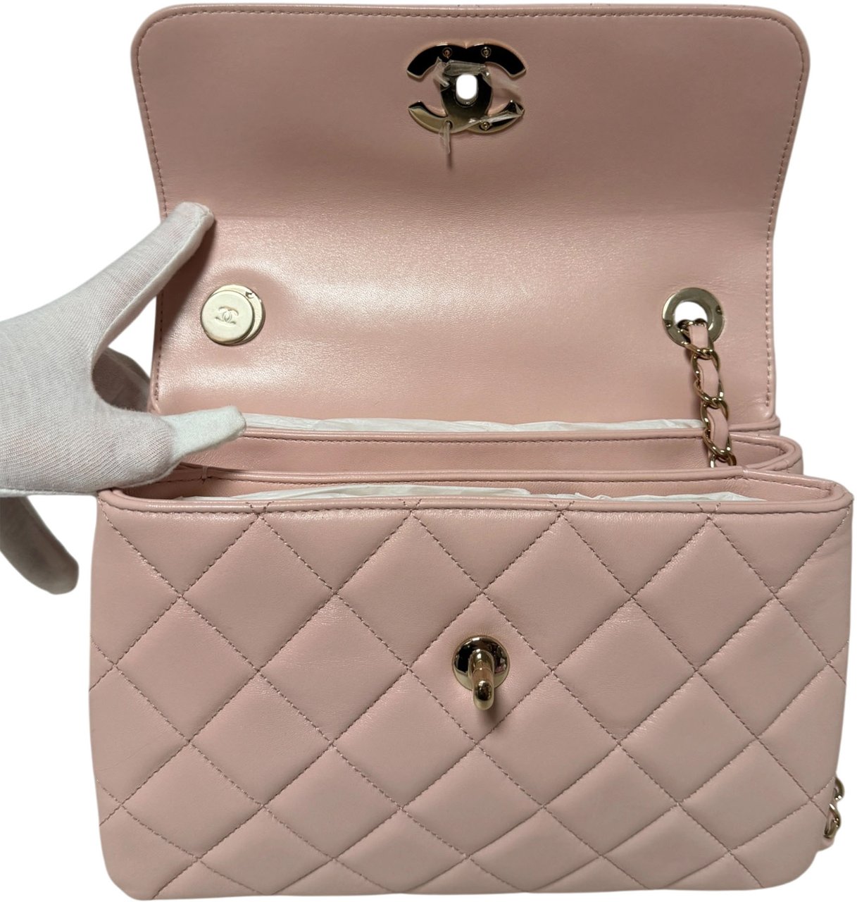 Chanel Trendy Chain CC Flap Dual Handle Light Pink Fullset / neuwertig Roze