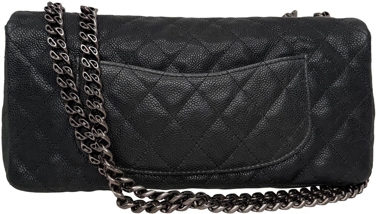 Chanel 2.55 Reissue East-West Flap Kaviarleder Grau, Ruthenium / neuwertig Grijs