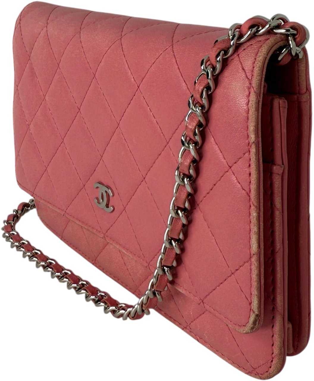 Chanel Wallet on Chain Lammleder Rosa / gut Roze