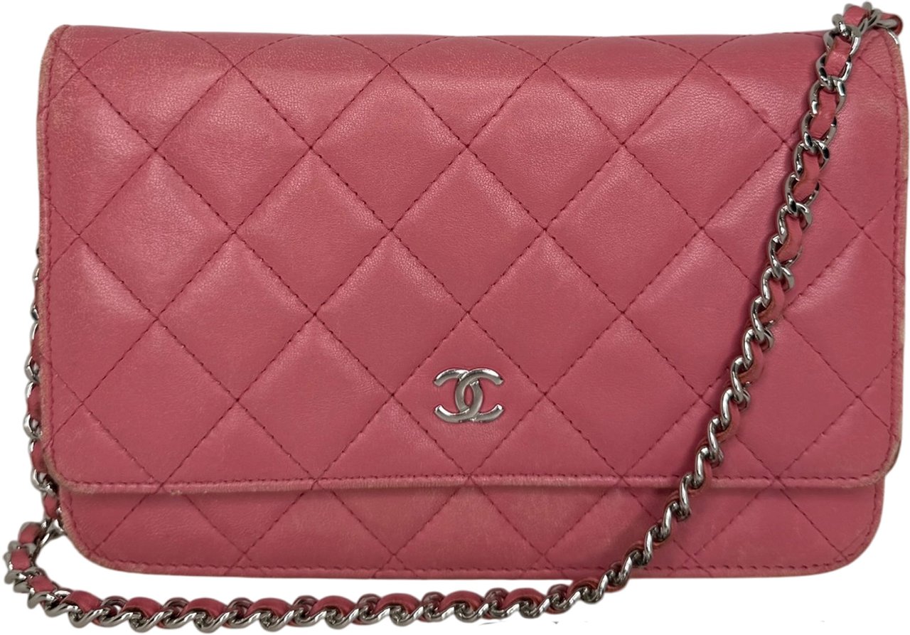 Chanel Wallet on Chain Lammleder Rosa / gut Roze