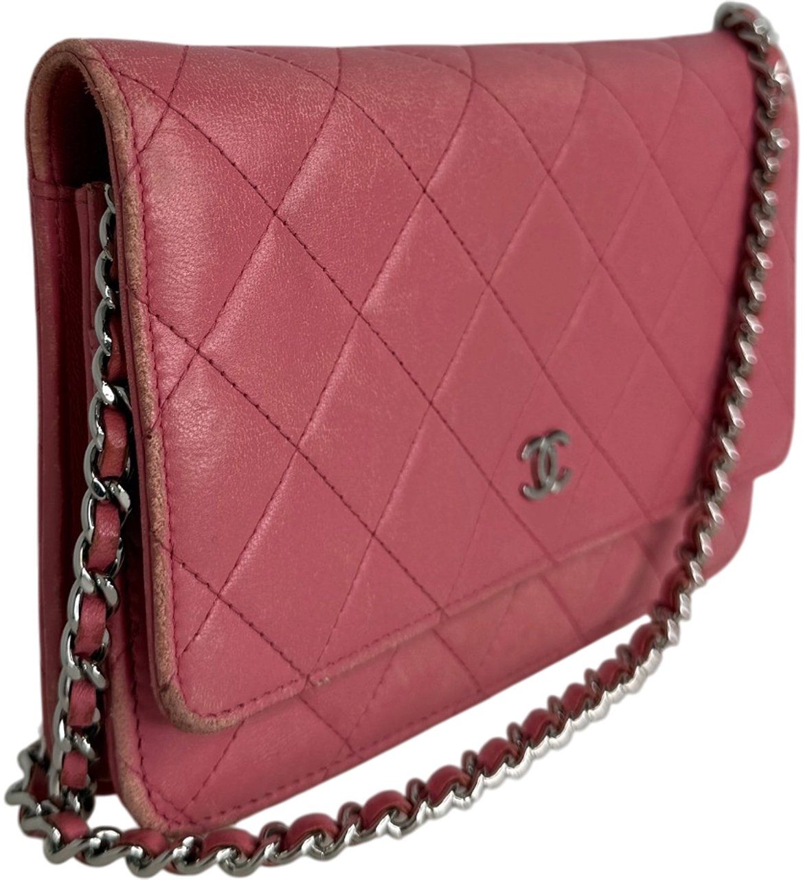 Chanel Wallet on Chain Lammleder Rosa / gut Roze