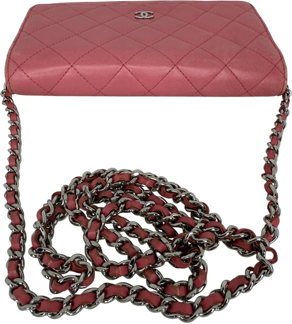 Chanel Wallet on Chain Lammleder Rosa / gut Roze