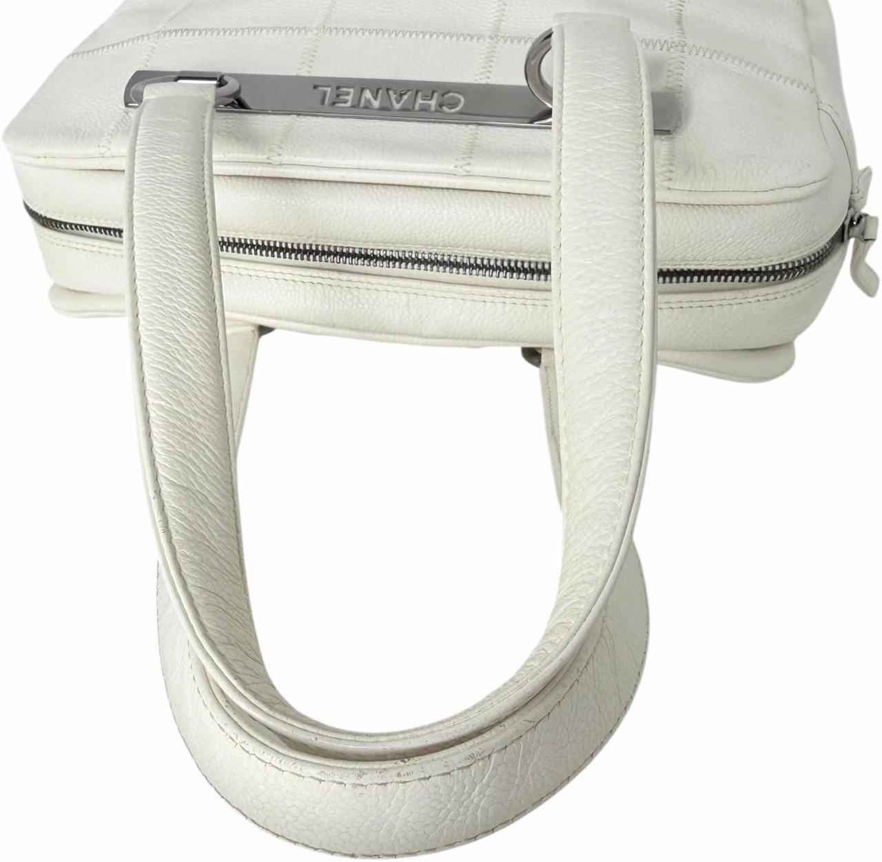 Chanel Square Stitch LAX Bowler Bag weiß / gut Wit